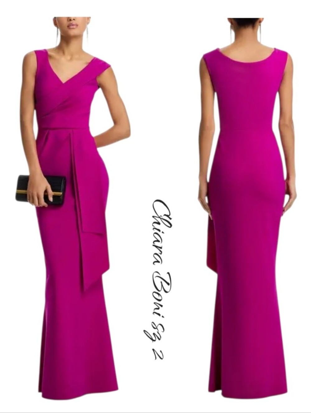 Chiara Boni La Petite Robe Kaede Long Gown Fuchsia Cyclamen Dress Sz 2